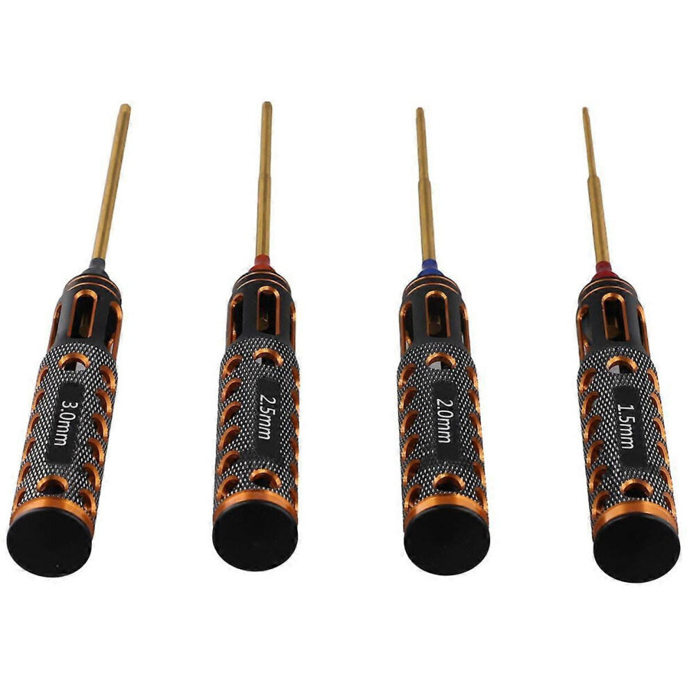 4pcs/Set Titanium Plating 1.5mm/2mm/2.5mm/3mm Hexagon Screwdriver Screw Driver Tool for Rc Model Car Boat Airplane
