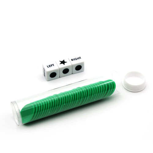 Spidfee Rigth Left Center Dice Game Set med 3 trningar + 36 chips grna chips 2