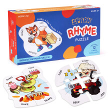 Reim-Puzzlesets Matching Spiel, Reime lernen Puzzle Spiel, Tier Matching Karten, Bildungs-Preschool Spiele