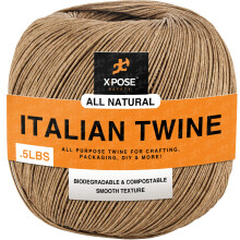 Xpose Safety Ruby Italian Spring Twine - 4 lag 1/2 pund italiensk boll tvillingstrng - kldsel p ntet - Natural Wax Coated Cord - Fr kldself