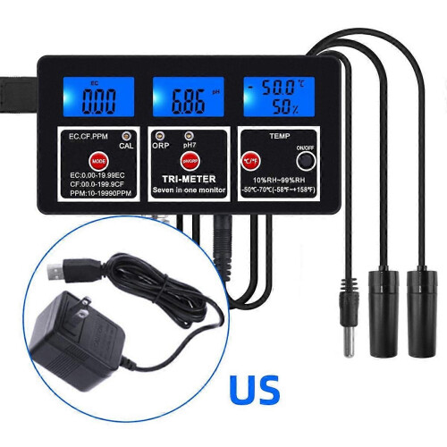 7 in 1 Water Quality Tester Multi-Function EC/TDS//PH/ORP/Humidity/TEMP Meter for Swimming Pool, Fish Pond US Plug 2