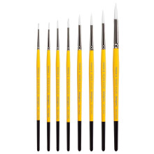 KINGART B-087 Premium 8 pc. White Nylon 7950 Series Gold Grip Round Br