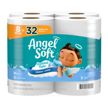 Angel Soft Toilettenpapier mit Fresh Linen Duft Tube 8 Megarollen = 32 normale Rollen Weiches und starkes Toilettenpapier