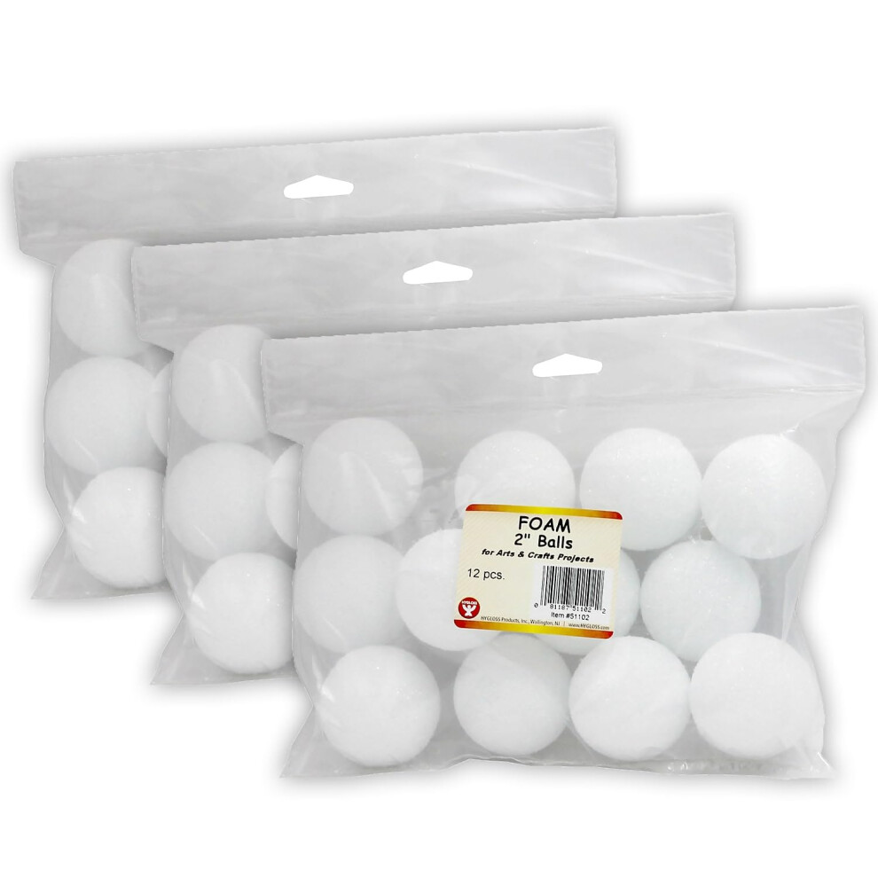 Boules De Polystyr Ne Hygloss Hyg51102-3 2 Pouces, Blanc, Qualit Pk-12, 12/Paquet, 3 Paquets/Paquet-image