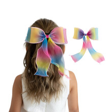 Kesinen Crystal Organza Large Bow Alligator -hiusklipsi - Pitkt nauhat - Tytille ja naisille - Ihanteellinen hiusasusteet syntympiviin arkipivi