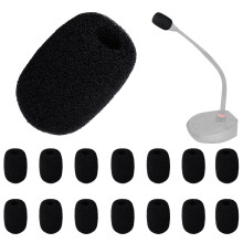 Luter 15pcs mini skummikrofon forruder med h?j densitet Foam Mic -d?ksler til headsetbeskyttelse til lavalier mikrofoner (sort)