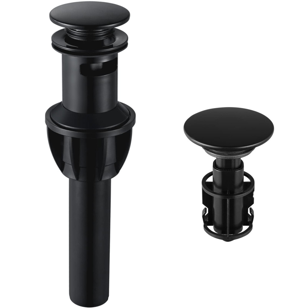 Bathroom Sink Drain Pop Up Drain Stopper With Overflow Lavatory Vanity Vessel Sink Drain Assembly Matte Black 768788232203