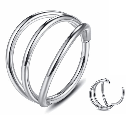Yrogcu 16G 10mm Ασημένιες Ρινικές Ρίγες Lip Septum Clicker