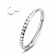 Yrogcu 16g 10 mm s?lv 316L kirurgisk st?l h?ngslede n?se ringe: med eksterne pyramide blomster b?jle s?ml?se gennemboringringe til n?se septum br