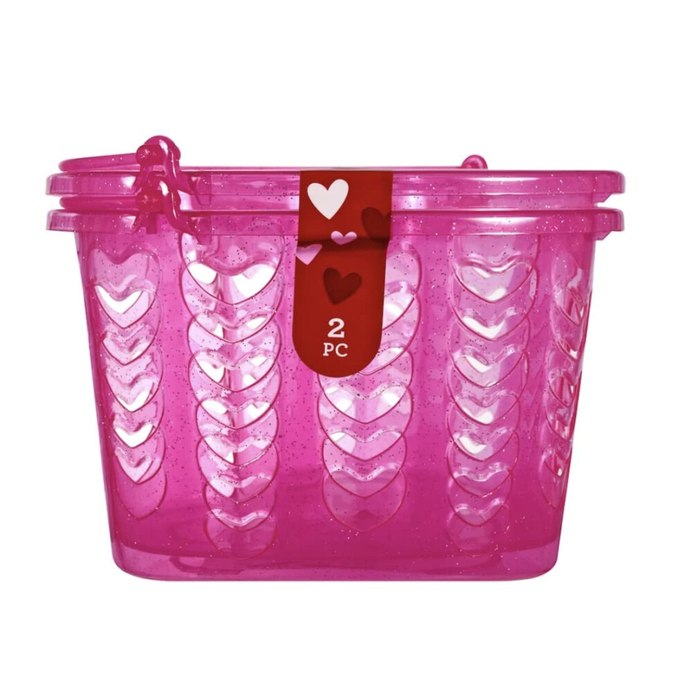 Panier Cadeau Tlc Love Avec Poign E, Lot De 2, Rose, Pour La Saint-Valentin Ou Juste Parce Que C Ur, 5,5""""X5""""-image