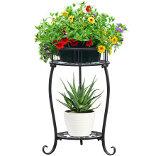 YENGOTH Suport pentru plante n ghiveci Suport pentru ghiveci din metal cu 2 niveluri Suport pentru plante rezistent la rugina Raft pentru casa,