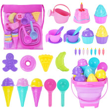 Tsdatowr Ice Cream Beach Toys Sand Toys Set til b?rn Sammenfoldelig sandspand og skovle sat med mesh taske sandforme vanding kan sandkasse leget?