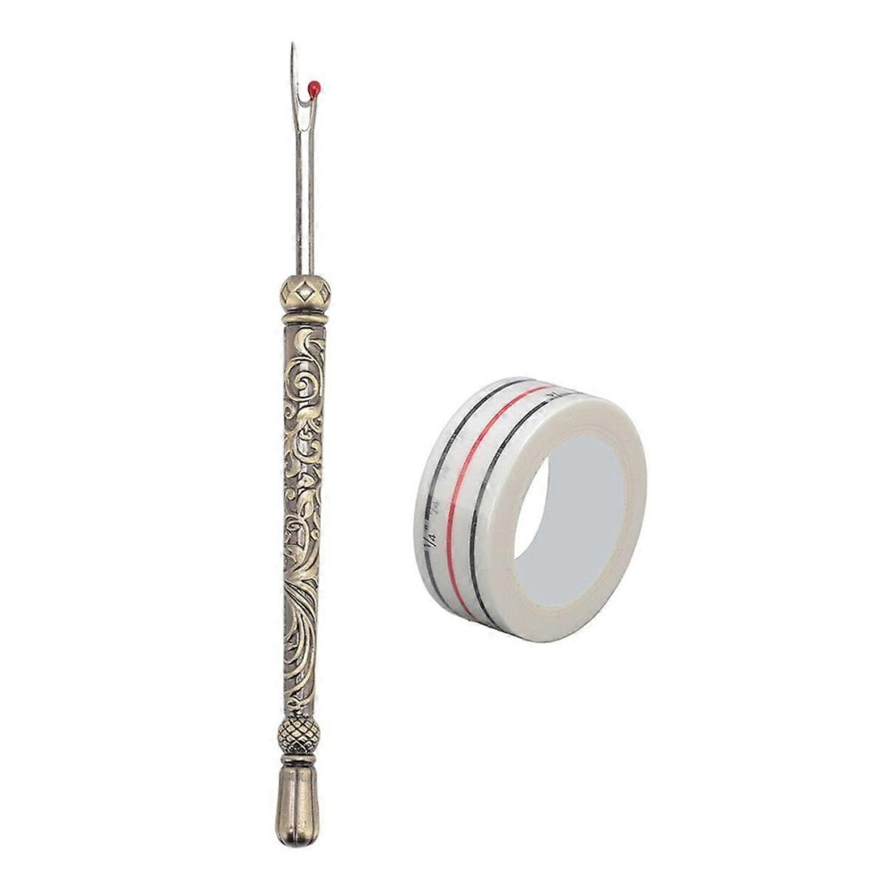 Seam Ripper and Thread Remover Kit, Sewing Seam Remover Tool Set with Positioning Tap for Crafting, Sewing Copper