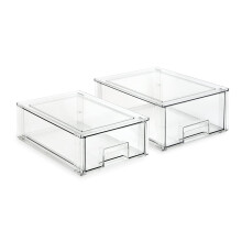 Isaac Jacobs Stapelbar Förvaringslåda Set (1 Medium, 1 Large), Klara Plastlådor