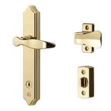 Ideal Security SK1215BB ML Lever Set for Storm and Screen Doors with Keyed Deadbolt 2-Posts with Tie-Down Screw Bright Brass