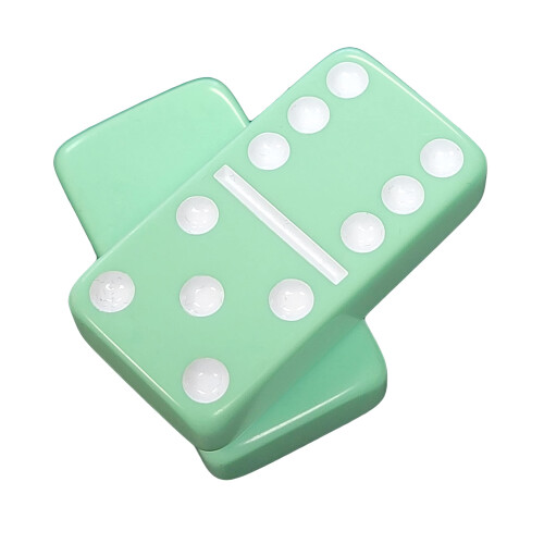 Domino Double 6 Παστέλ Μέντα Πράσινο Jumbo Σετ Σε Μαύρη Βελούδινη Θήκη 1