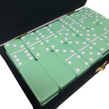 Domino Double 6 Pastel Mint Green Jumbo Tournament Professional Size v elegantnm cernm sametovm pouzdre.