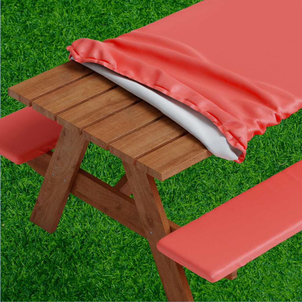 Housse de table de pique-nique Sorfey avec housses de banc    quip   es de vinyle    lastique avec dos en flanelle pour table rectangulaire 30 x 96 W