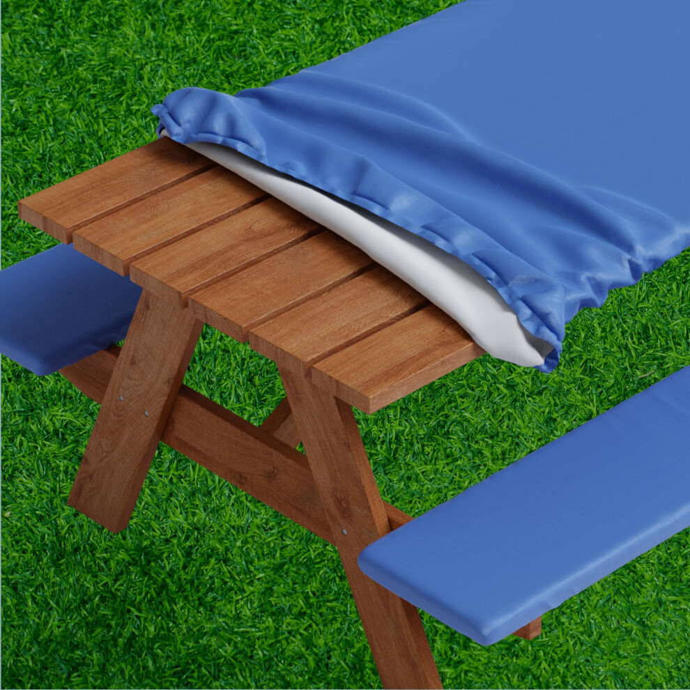 Housse de table de pique-nique Sorfey avec housses de banc    quip   es de vinyle    lastique avec dos en flanelle pour table rectangulaire 30 x 60 W