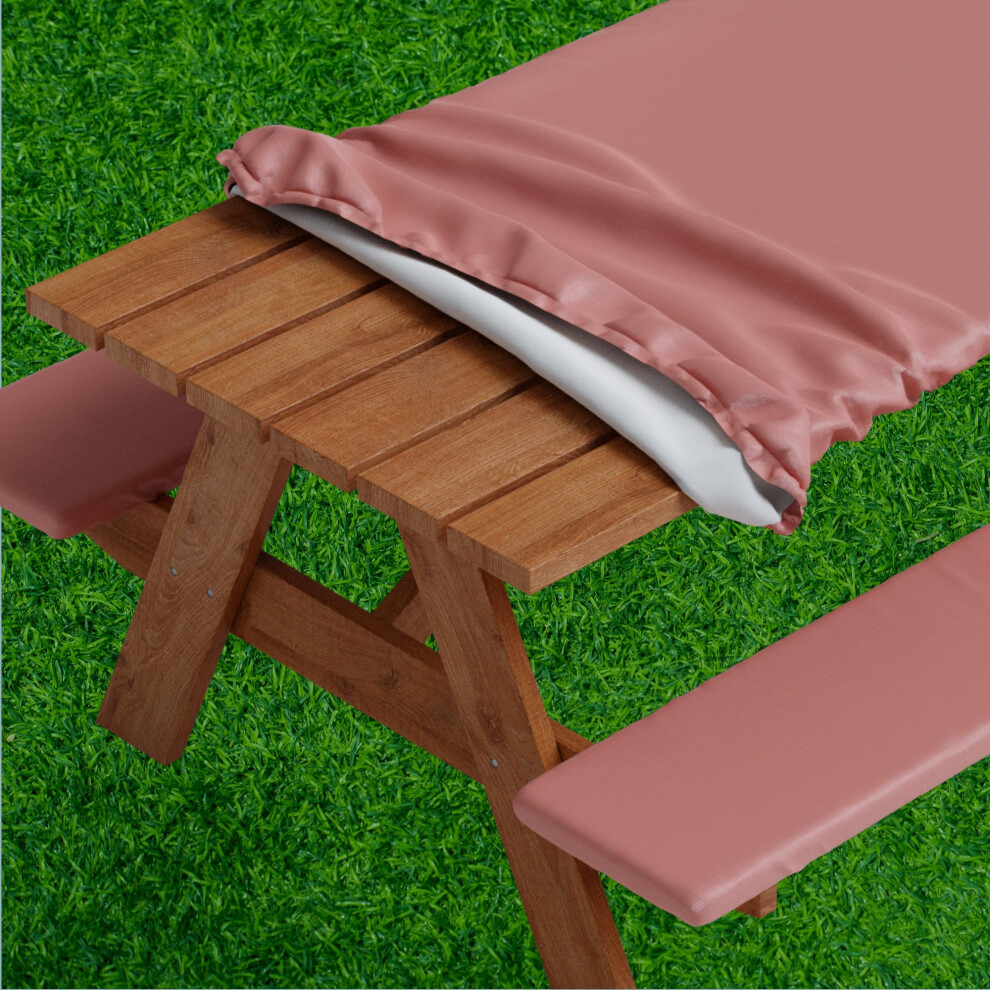 Housse de table de pique-nique Sorfey avec housses de banc    quip   es de vinyle    lastique avec dos en flanelle pour table rectangulaire 30 x 60 W
