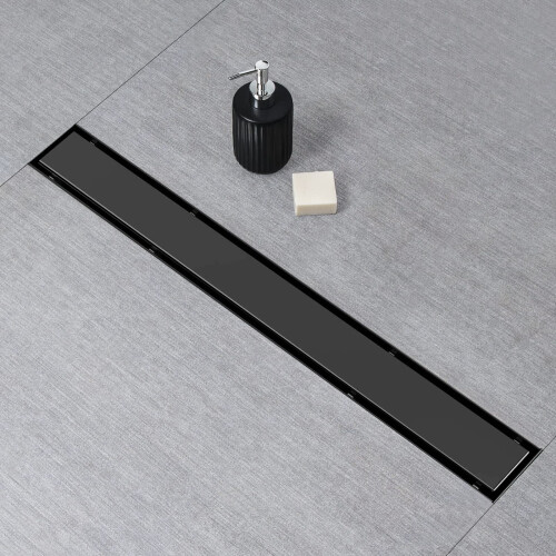 Drenagem Linear para Chuveiro SaniteModar, Drenagem Preta 24 polegadas com Painel 2 em 1 1