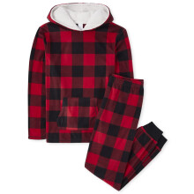 Children's Place Family Matching Christmas Holiday Fleece Pyjamas stter Big Kid Toddler Baby Red/BLK Buff Xlarge (vuxen)