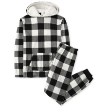 Children's Place Family Matching Christmas Holiday Fleece Pyjamas stter Big Kid Toddler Baby Blk/WHT Buff XXLARGE (vuxen)