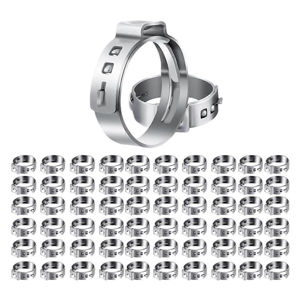 60PCS 3/4 Inch PEX Clamps, Stainless Steel Single Ear Hose Clamps for PEX Pipe Fitting Connections
