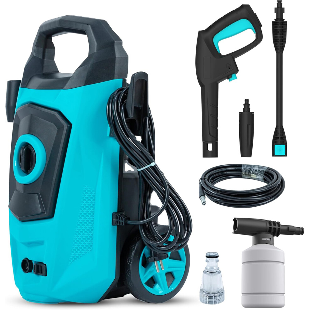 Powerful 1600W Pressure Washer Jet Wash Car Patio Cleaning Snow Foam Turbo