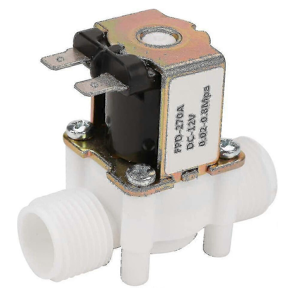 (As Show, One Size) Solenoid Valve, Dc 12V G1/2" Nc Plastic Water Inlet Solenoid Valve 0.02-0.8 Mpa Normally Closed Electric Solenoid Valve 5063595954122