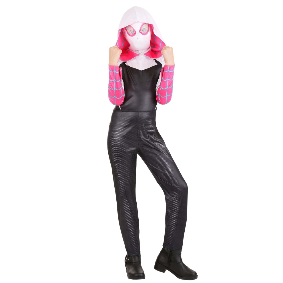 Photos - Fancy Dress MARVEL Spider-Gwen Official Youth Halloween Costume - Premium Quality Hooded Jumpsuit with Pull On Fabric Mask Not,(Medium)