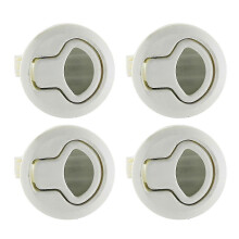 (White, One size) 2.4" Plastic Marine Boats Round Deck Lock Without Key Flush Pull Slam Latches