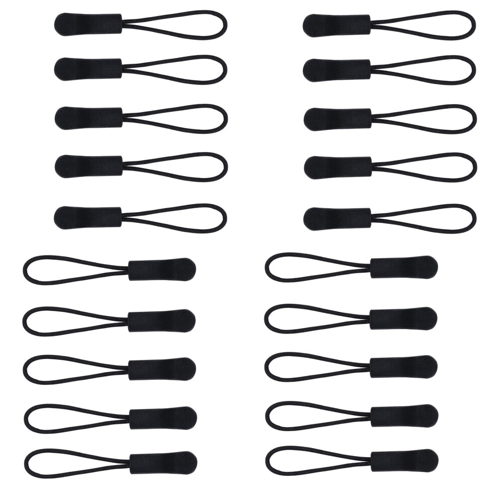 Urmspst 20 Pcs Zipper Pulls Replacement Zipper Pulls Zipper Tabs (Black)