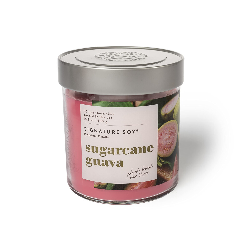 Signature Soy Lidded Sugarcane Guava Scented Candle  Large Jar-image-OPC-PFNSMMR-NEW