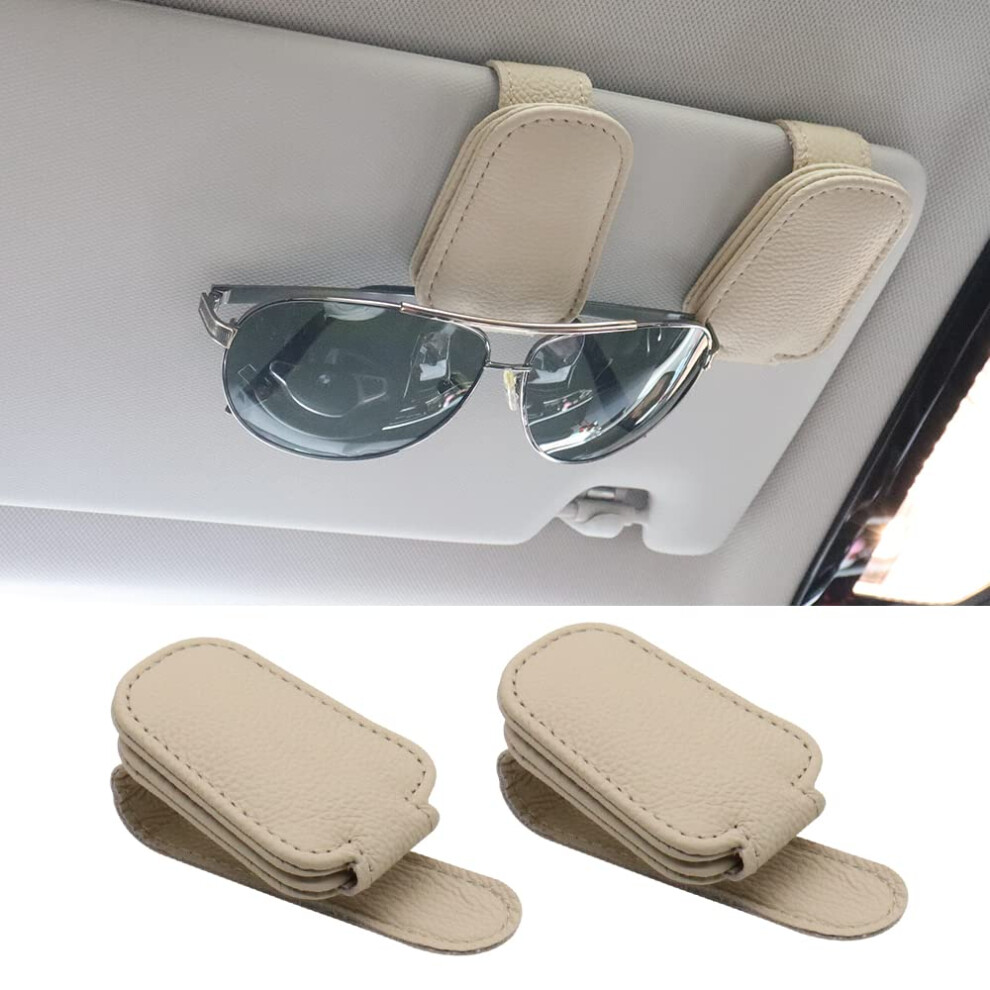SUNCARACCL Lot de 2 supports de lunettes de soleil pour pare-soleil de voiture en cuir magn   tique