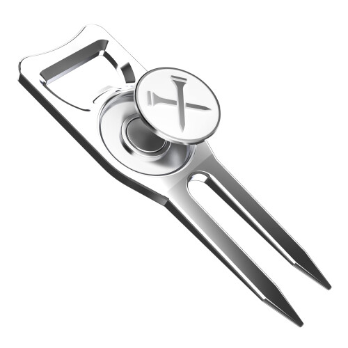 Blue Tees Golf - 6 in One Divot Repair Tool - Silver 1