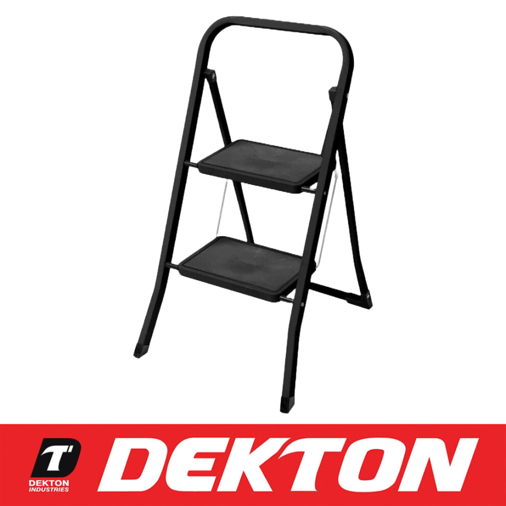Dekton Folding Metal 2 Step Ladder Portable Wide Steps Non Slip Rubber Safety 5055441454269