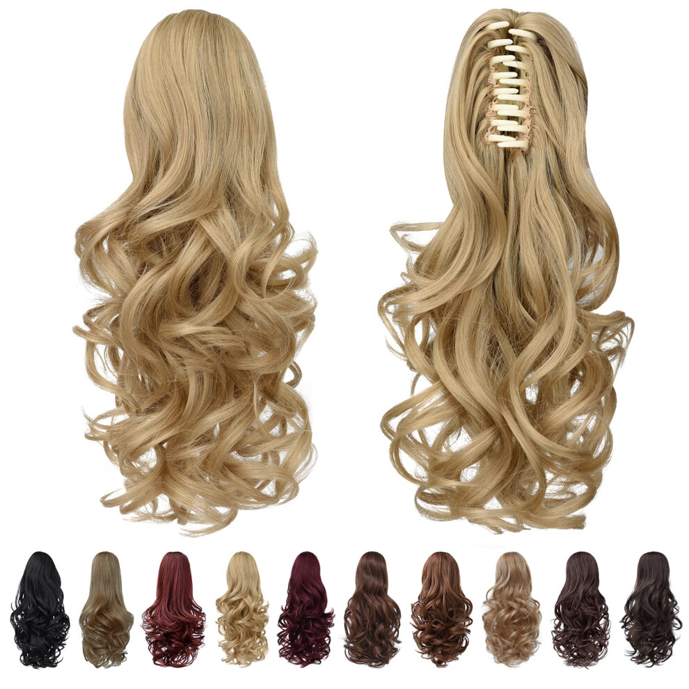 Syxlcygg Clip In Ponytail Clip Claw Blonde Ponytails Extension Wavy 14"" 4.3 Oz