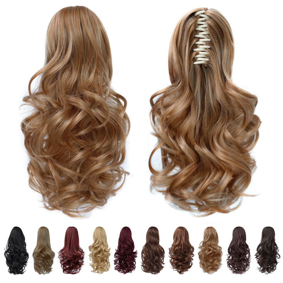 Syxlcygg Clip In Ponytail Clip Claw Blonde Ponytails Extension Wavy 14"" 4.3 Oz