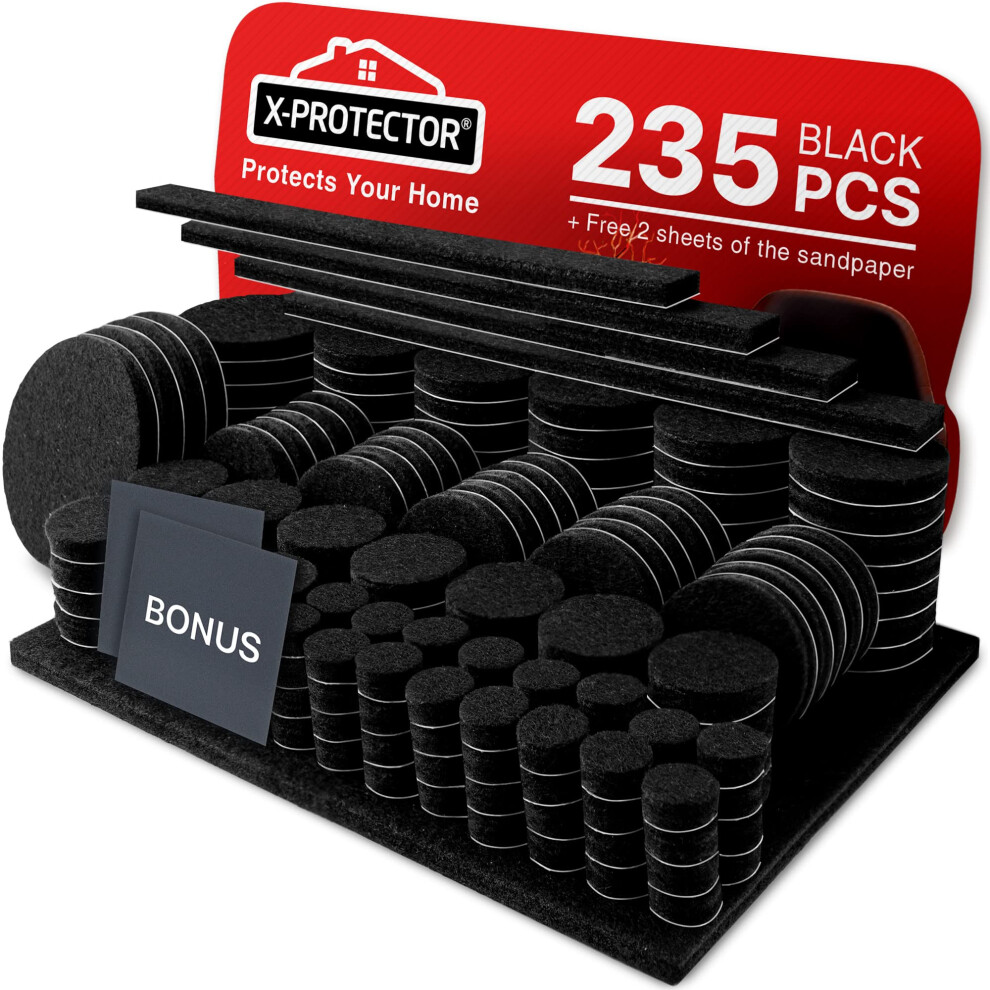 Felt Furniture Pads 235 Pcs X-Protector Huge Quantity Of Black Furnitu 5060664331099