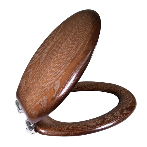 Dalton Toilet Seat Elongated Soft Close - Java Rustic Wooden Oval Stan