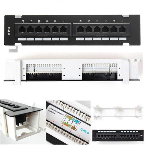 Network Tool Kit 12 Port CAT6 Patch Panel RJ45 Networking Wall Mount Rack with Surface Wall Mount Bracket 2