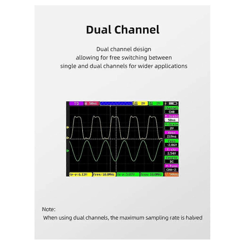DS100 Handheld Digital Oscilloscope Dual Channel Mini Small Portable Instrument Auto Repair 50M