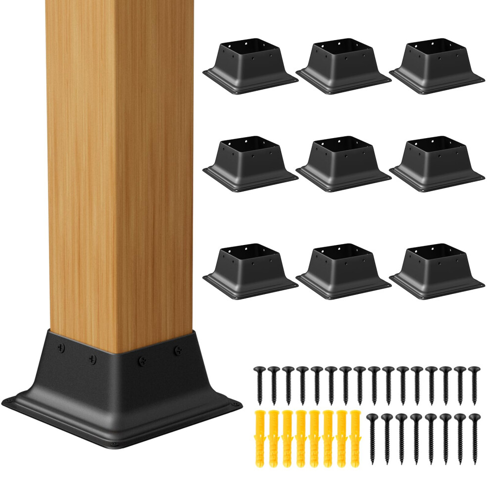 Spaceeup 4X4 Base De Poteau Supports Carr S De Poteau Noirs 10 Pi Ces Taille Interne-image