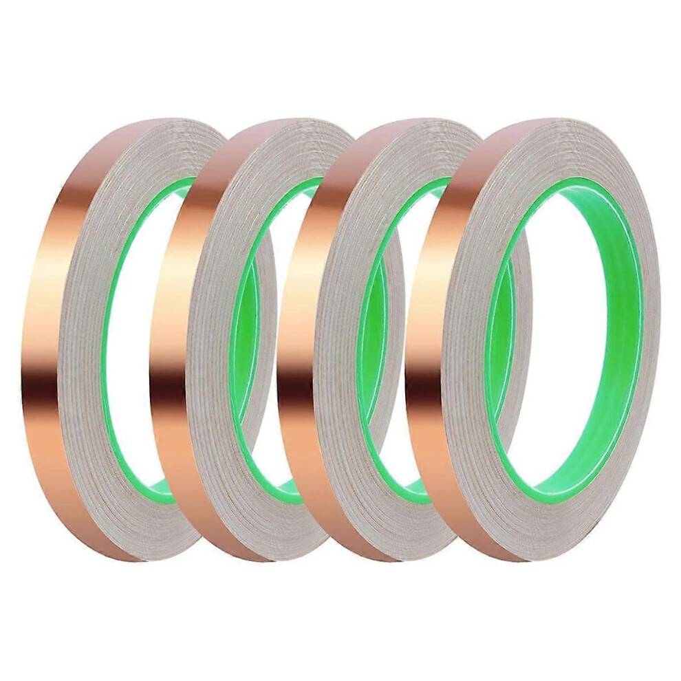 4pcs Copper Foil Tape, (1/2inch X 66 FT) Copper Tape with Double-Sided Conductive for Guitar & Shielding, Crafts