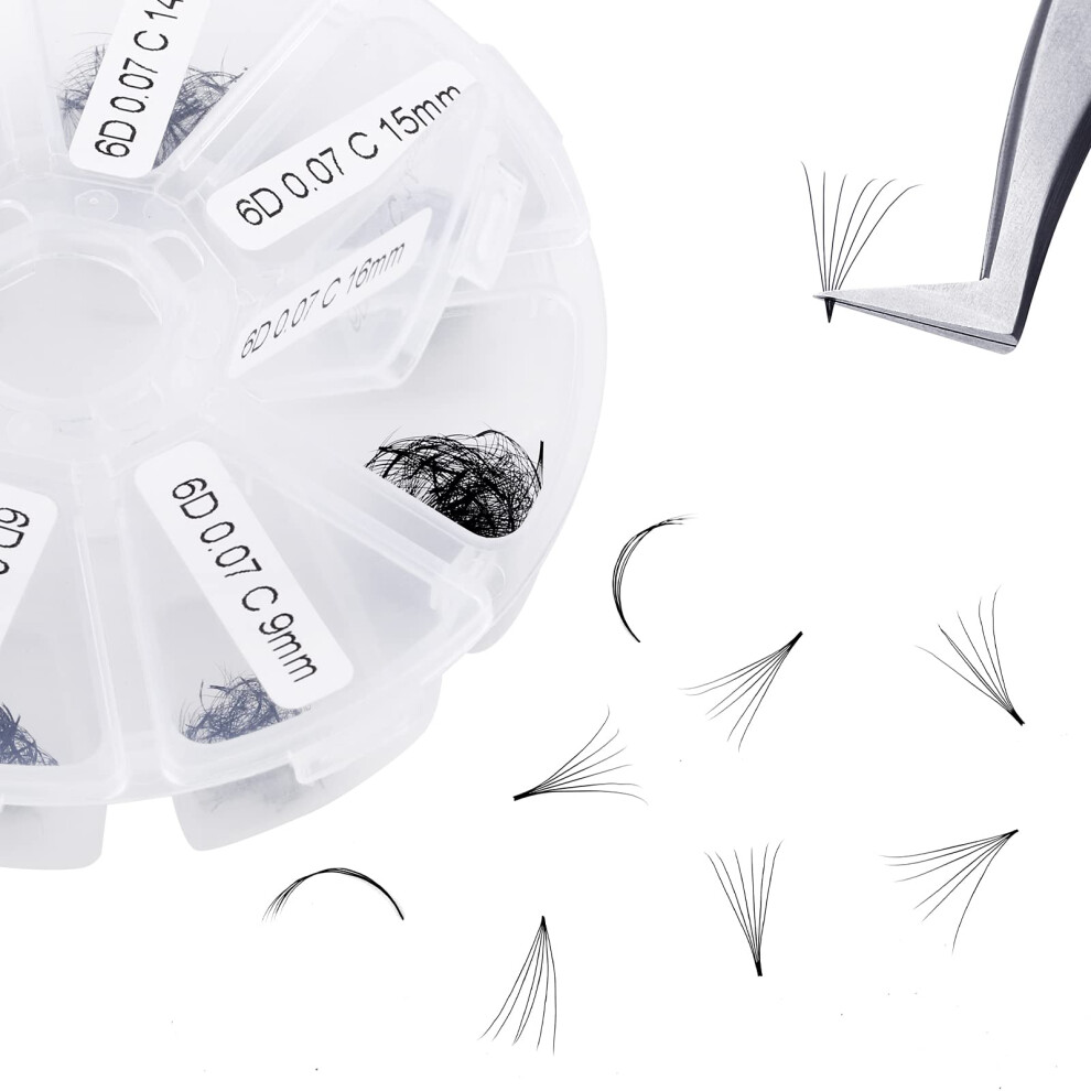 Wendy Fransar Premade Fans Short Stem 500 Pcs 6D Eyelash Extensions 007Mm Cd Curl 9