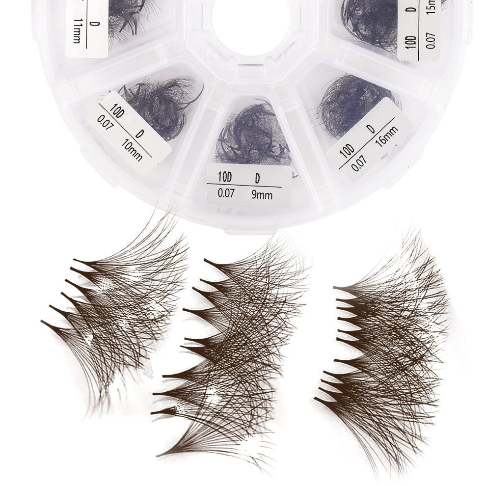 Wendy Fransar Brown Volume Lash Extensions 10D Premade Fans 500 Pcs 007Mm 9-16Mm Mix