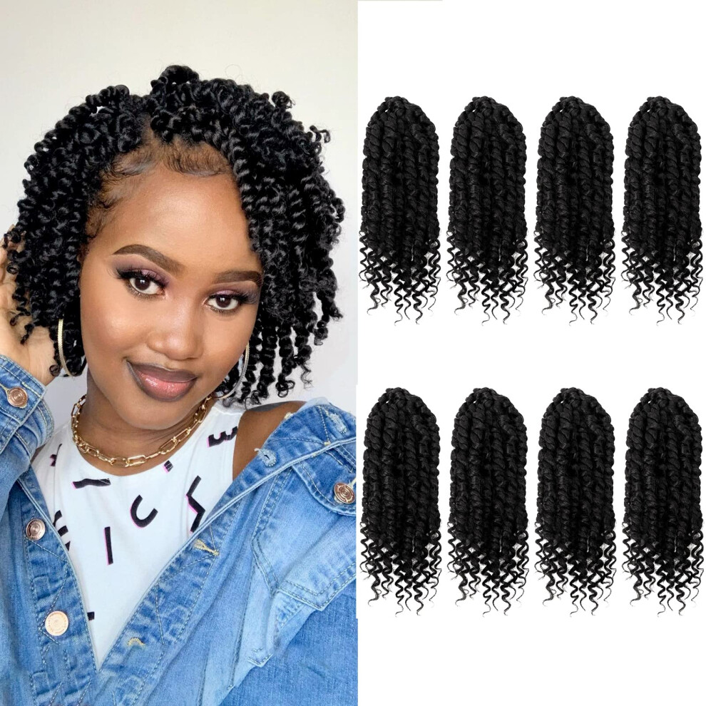 Dubbelbladig Bileaf 8 Inch Passion Twist Hair 8 Packs Pre-Twisted Passion Twist Crochet Hair Pre-Looped Crochet Passion Twist Braiding Hair For Women Gi