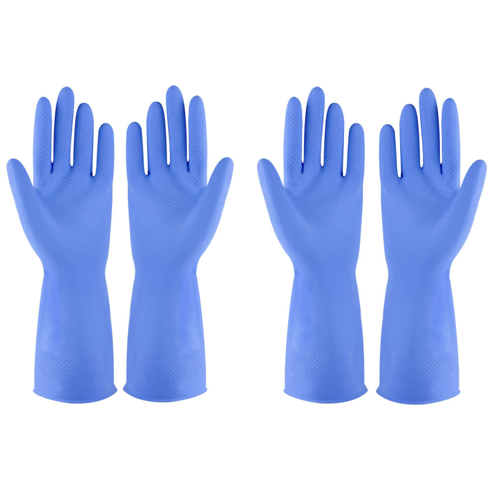 Rubber gloves dishwashing 2 Pairs for Kitchen,Cleaning gloves for household Reuseable.(Large,Blue)-image-OPC-PFFS2GZ-NEW