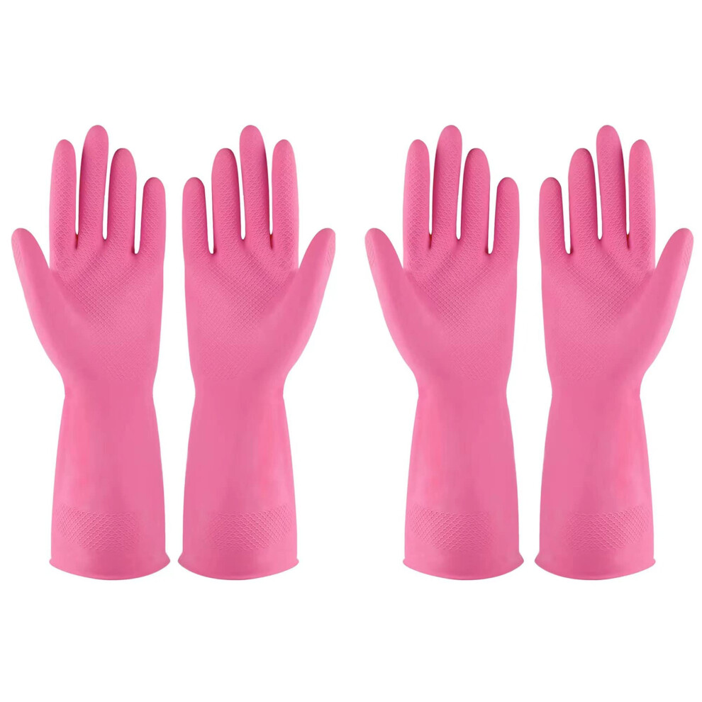 Rubber gloves dishwashing 2 Pairs for Kitchen,Cleaning gloves for household Reuseable.(Small,Pink)-image-OPC-PFFS2H5-NEW